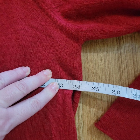 Eileen Fisher Sweater Top Womens Medium Red Merino Wool Holiday Basic Casual - Picture 7 of 12